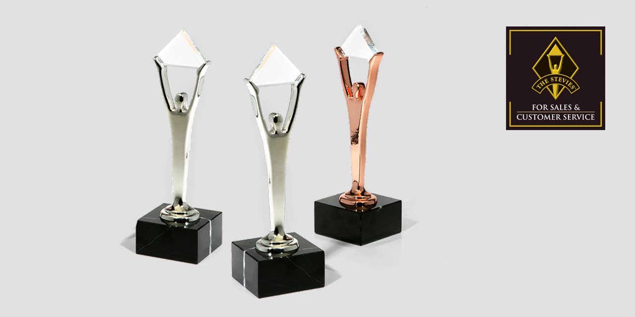 image of Stevie Awards trophies for Sales and Customer Service