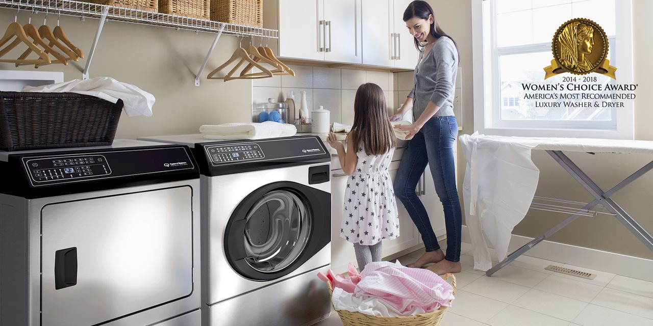 image of a mother and daughter in a laundry room