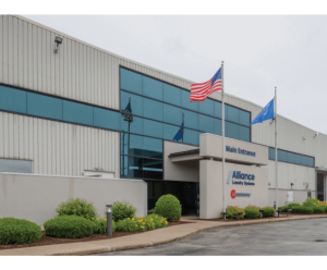 Main entrance at Alliance Laundry Systems plant