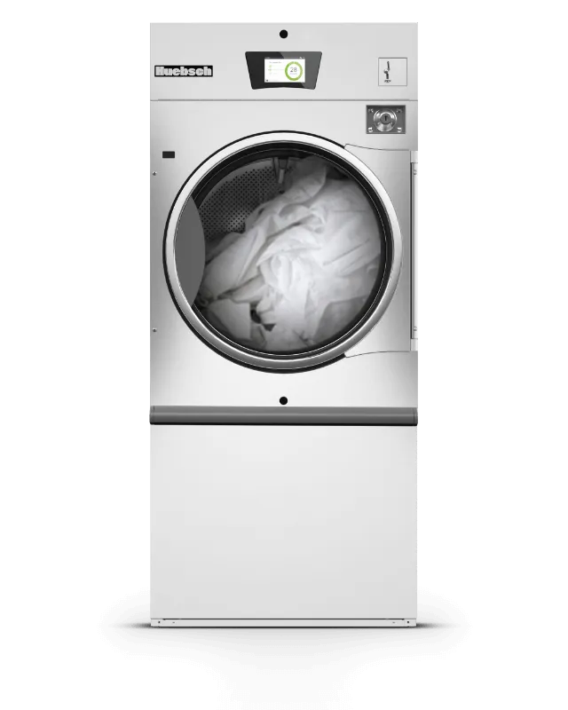 Huebsch washer with clothes in it