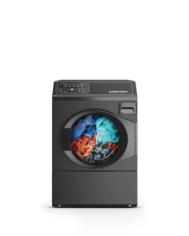 speed queen washer with clothes in it